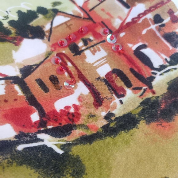 NEW YORK CITY DESIGN CO PETITE Green Arty Skirt size 2P - Picture 8 of 8